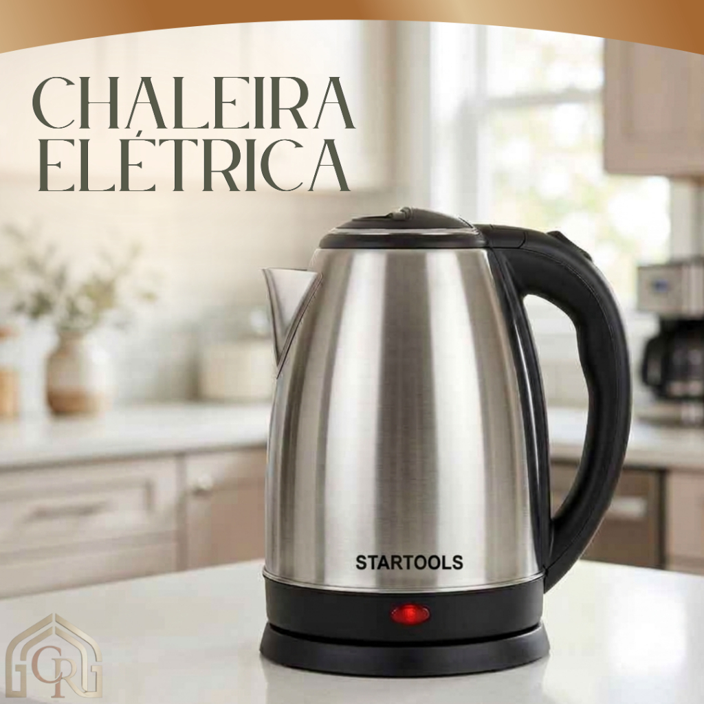Chaleira Elétrica Inox 2 Litros 127v 1000W Rápida Jarra elétrica Café Chá