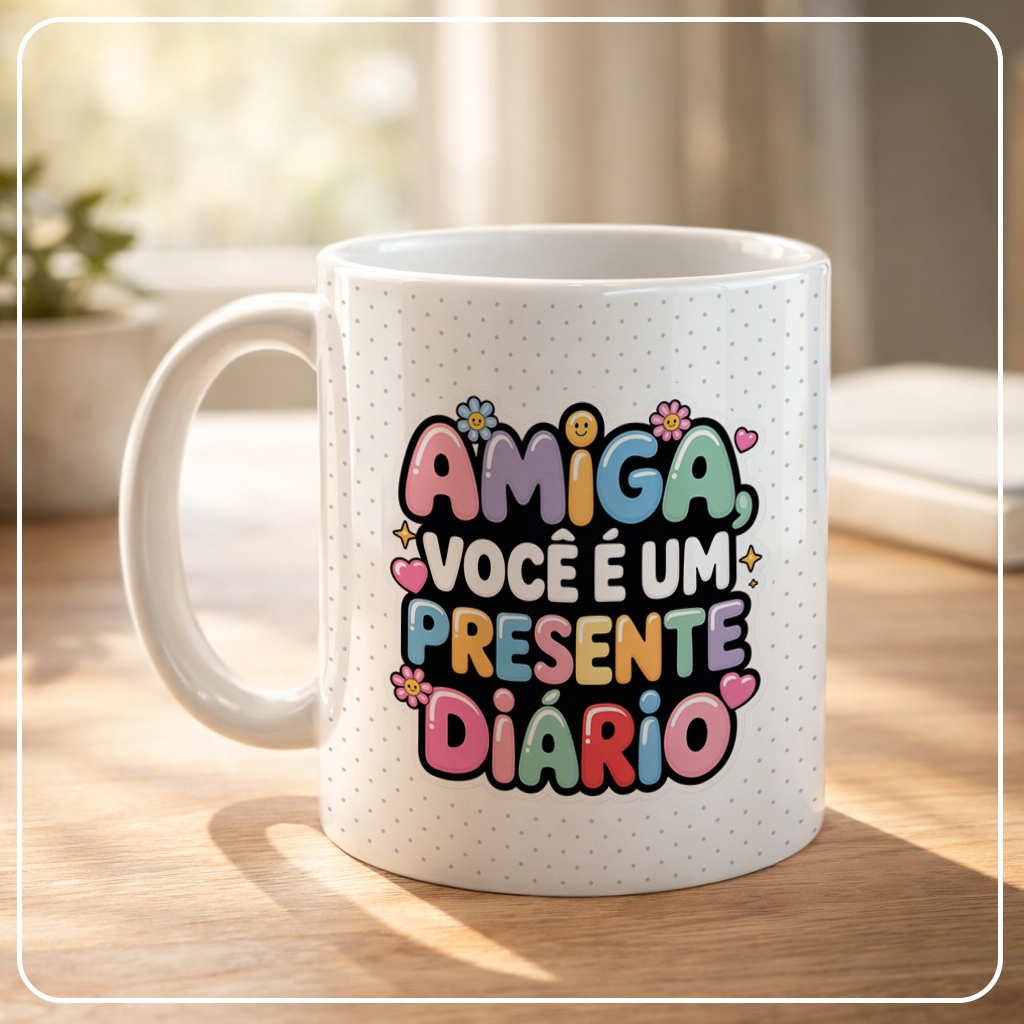 Caneca Personalizada Unykk Coleção Amiga de Verdade com Frase Amiga Você é um Presente Diário