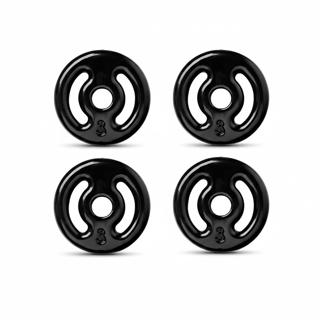 KIT 4 ANILHAS DE 3KG EMBORRACHADAS TREINO PESO ACADEMIA MUSCULAÇÃO FITNESS FUNCIONAL CROSSFIT CASA GYM PRO