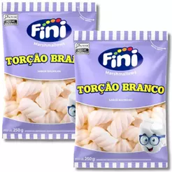 Kit C/2 Fini Marshmallows Torção Branco Sabor Baunilha 250g – Festas Lembrancinha e Mesa de Doces