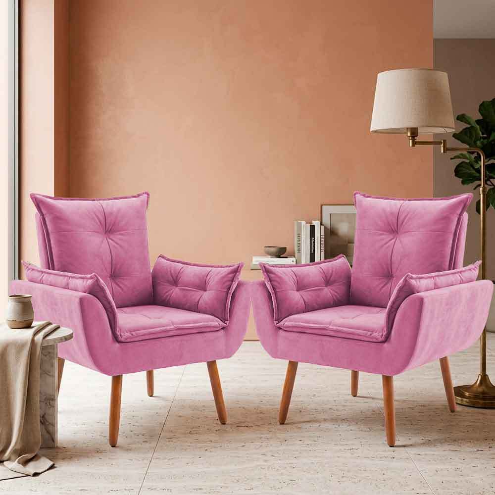 Kit 2 Poltronas Decorativa Opalla Para Sala de Estar e Recepção