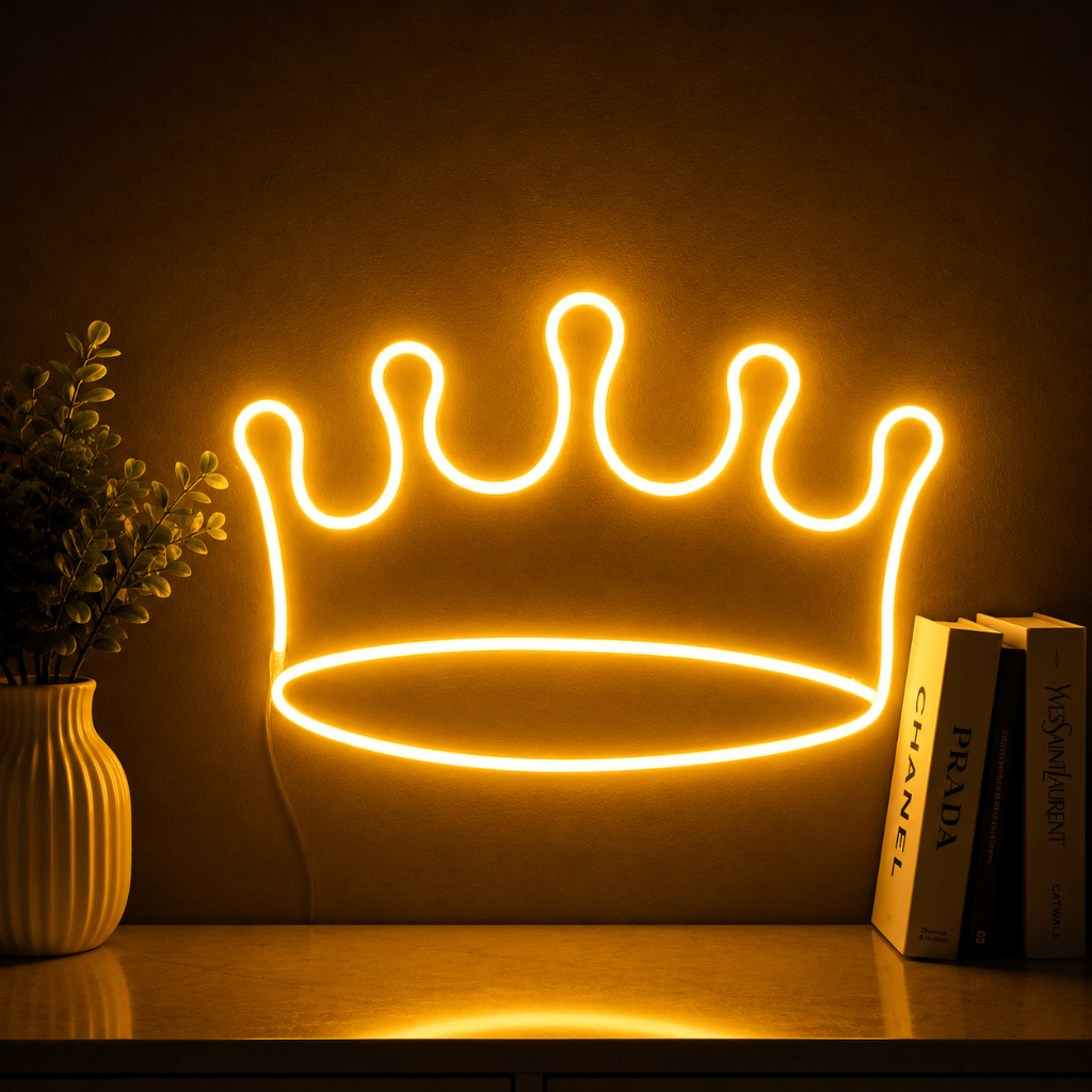 Luminária Led Neon Coroa 25 Cm Bivolt Letreiro Decoração Esporte Futebol Quarto Festa Balada Luz Parede Iluminação