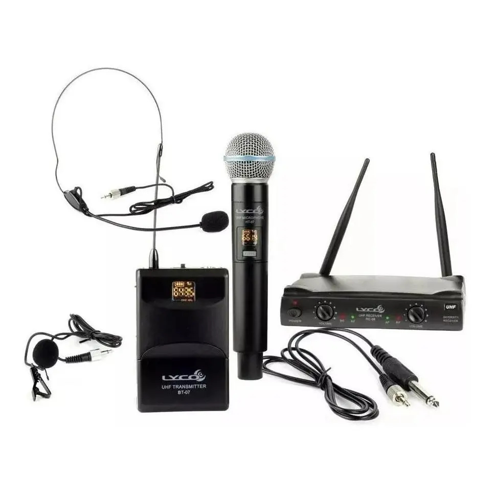 Lyco Microfone Dinâmico Sem Fio UH-08MHLI Lapela e de Mão