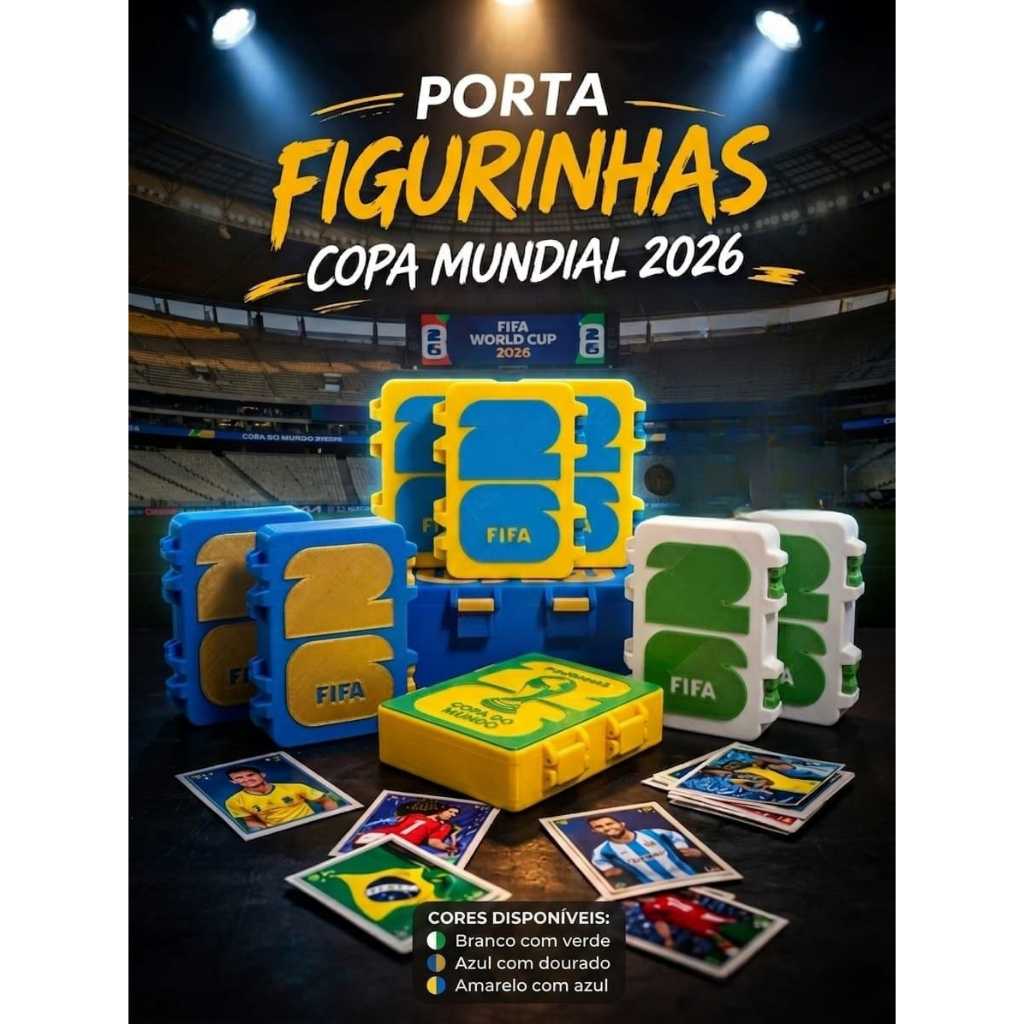 Caixa Organizadora de Figurinhas Copa 2026 /Cores personalizadas /Figurinhas álbum