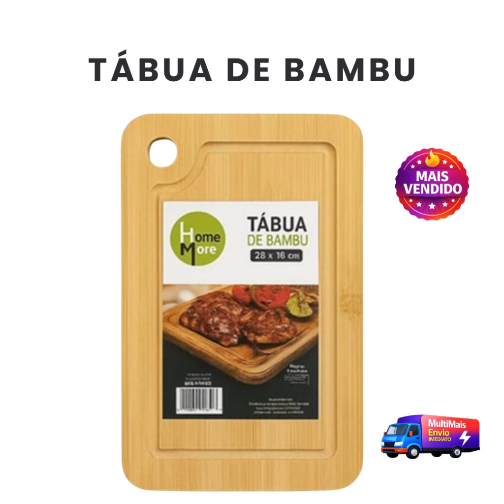 Tábua de Corte Ecológica em Bambu Premium Antibacteriana, Resistente, Para Cozinha Churrasco