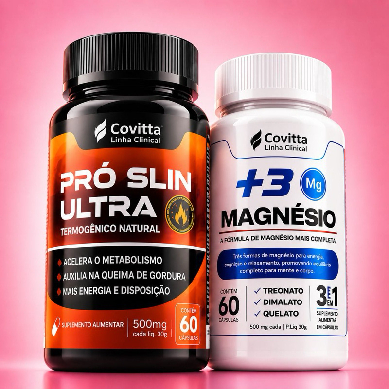 Pro Slin Ultra + Magnésio 3 em 1 | Mais Energia, Disposição e Rotina Equilibrada Covitta