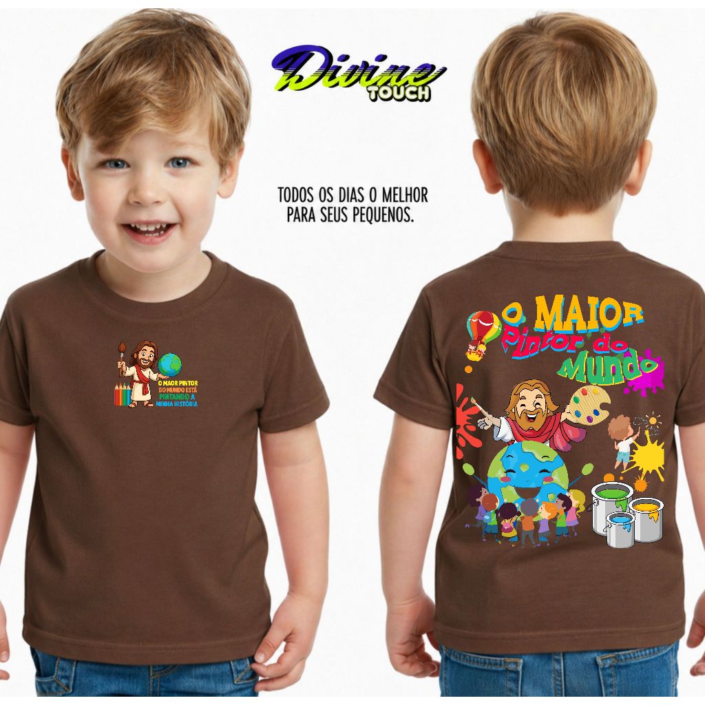 Camiseta Infantil Malha 30.1 100% Algodão Estilosa Religiosa Divertida O Maior Pintor Do Mundo