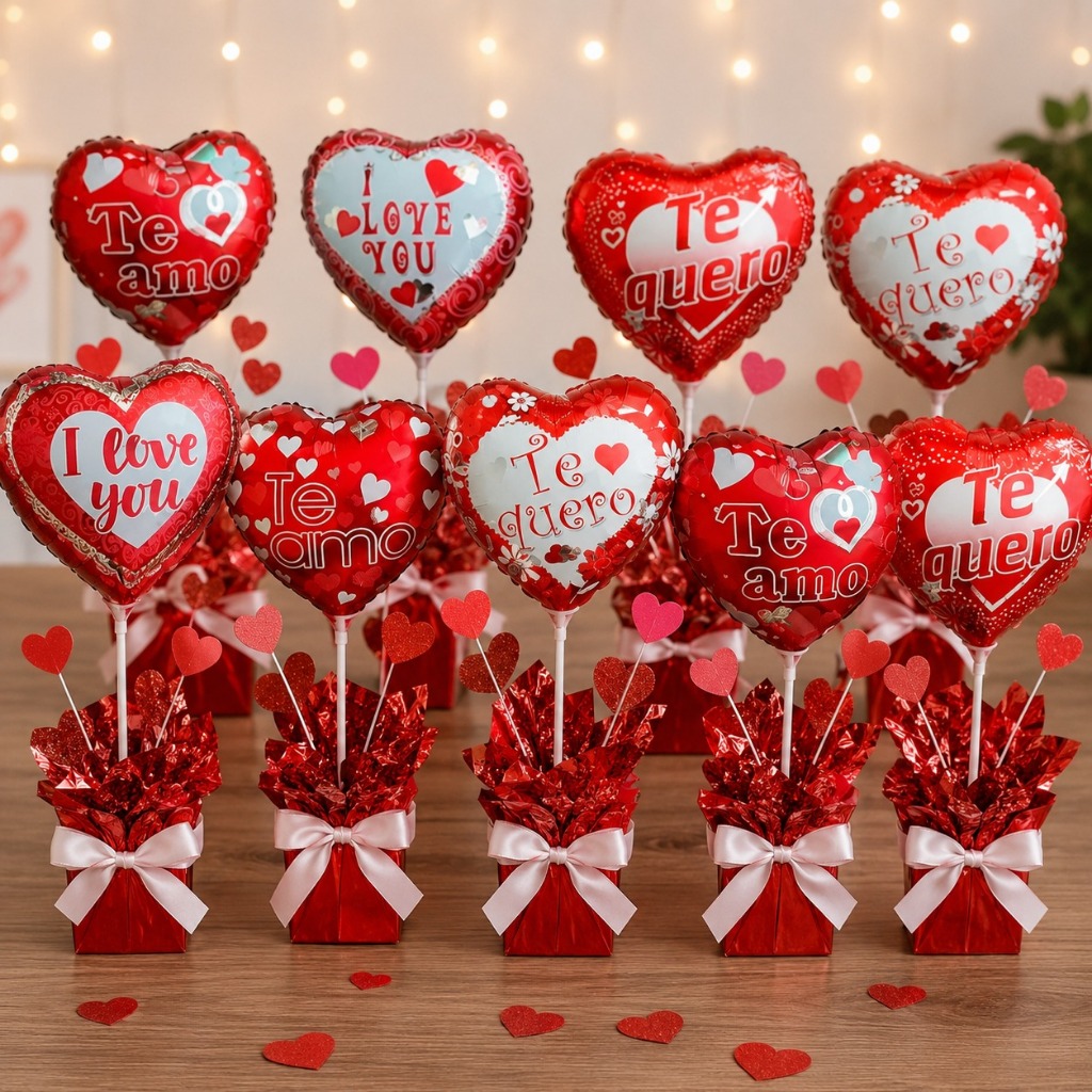 10 Balão Dia dos namorados te amo coração vermelho i love you enfeite de mesa cesta pega balão 20cm