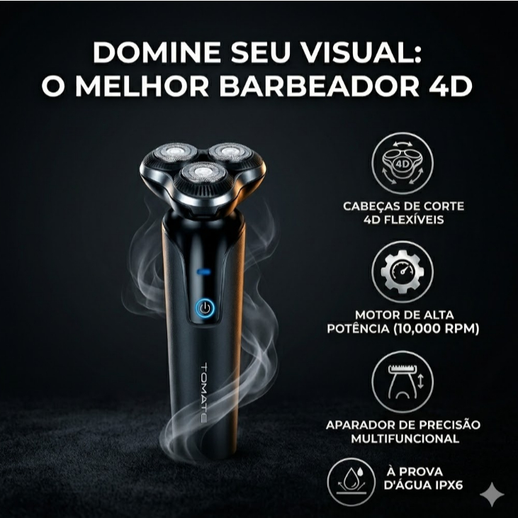 Barbeador Elétrico 3 Cabeças Flex Recarregável Resistente À Água Uso Diário