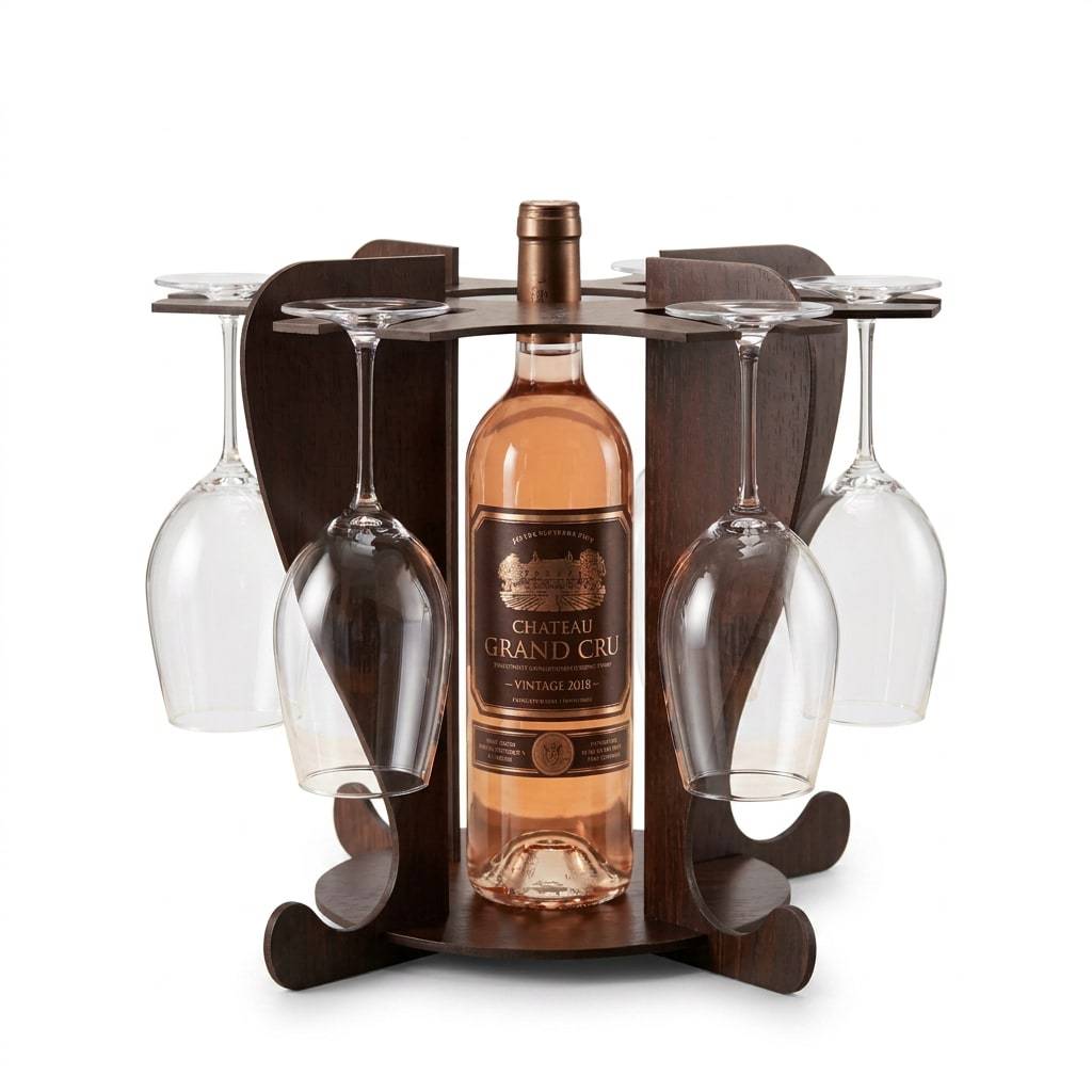 Porta Vinho e Porta Taça Moderno em MDF - Decoração Elegante para Bancada