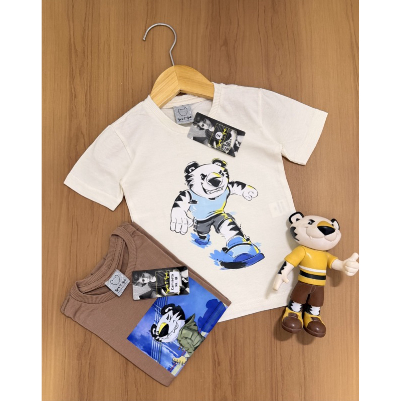 Detalhes do Camiseta Infantil Menino Algodão Fio 30 Manga Curta Estampada Costura Ombro a Ombro Tam 2 ao 12