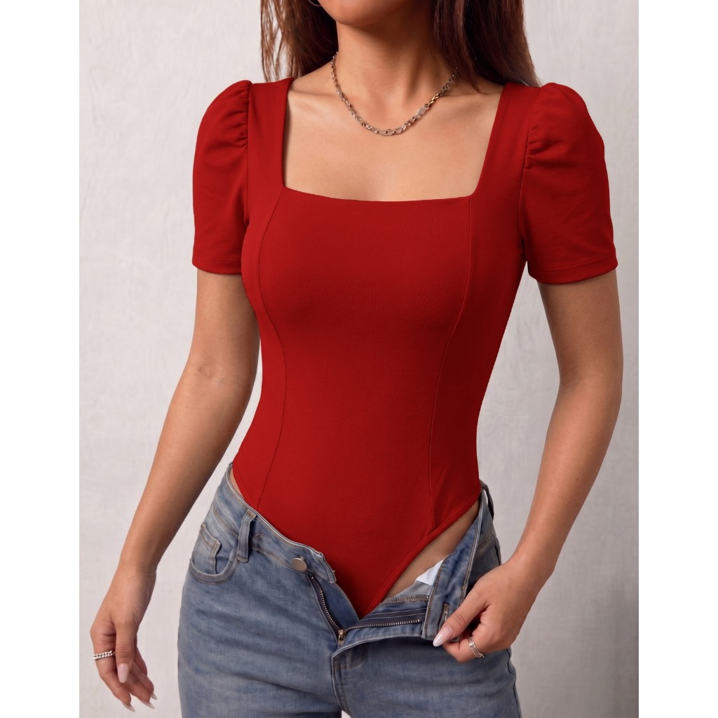 Body Blusa Blusinha Feminina Manga Princesa Bufante Decote Canoa Promoção