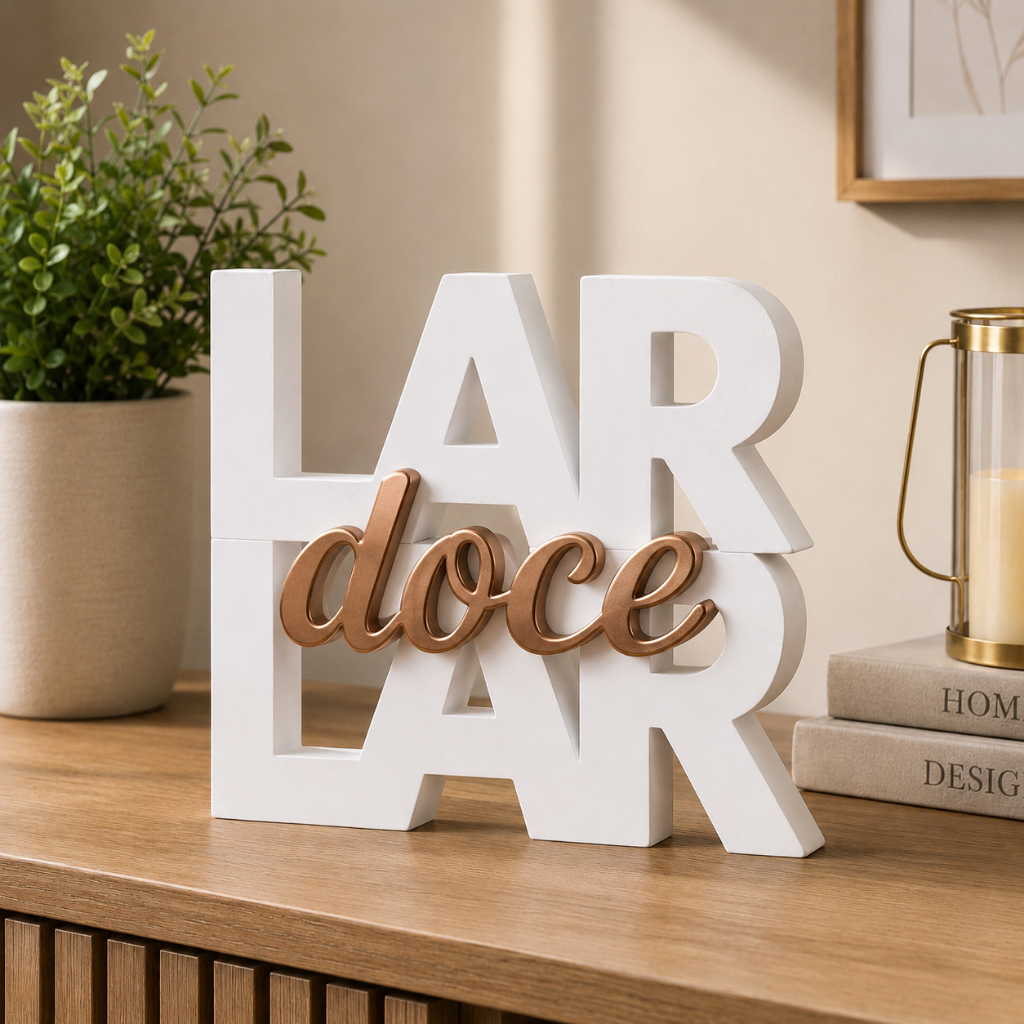 Letreiro Decorativo Lar Doce Lar Moderno para Sala Quarto Escritório Ideal para Decoração de Casa