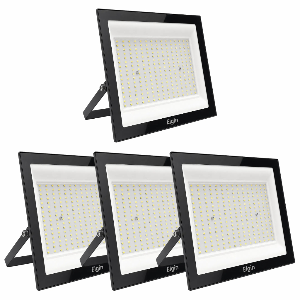 Kit 4 Refletor Led Projetor 400w Branco Frio (LUZ BRANCA) 6500k IP67 Bivolt Econômico - Elgin