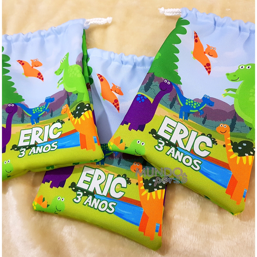 Sacolinha para Doces DINOSSAUROS 18cmx25cm festa infantil lembrancinha PERSONALIZADO