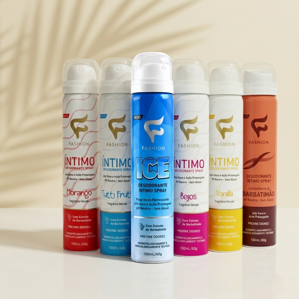 Kit 5 Desodorante Íntimo Fashion Spray Jato Seco Anti Odor Perfumado