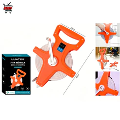 Trena de Fibra de Vidro Longa 30M 50M 100M Resistente para Obra e Medição Profissional Luatek