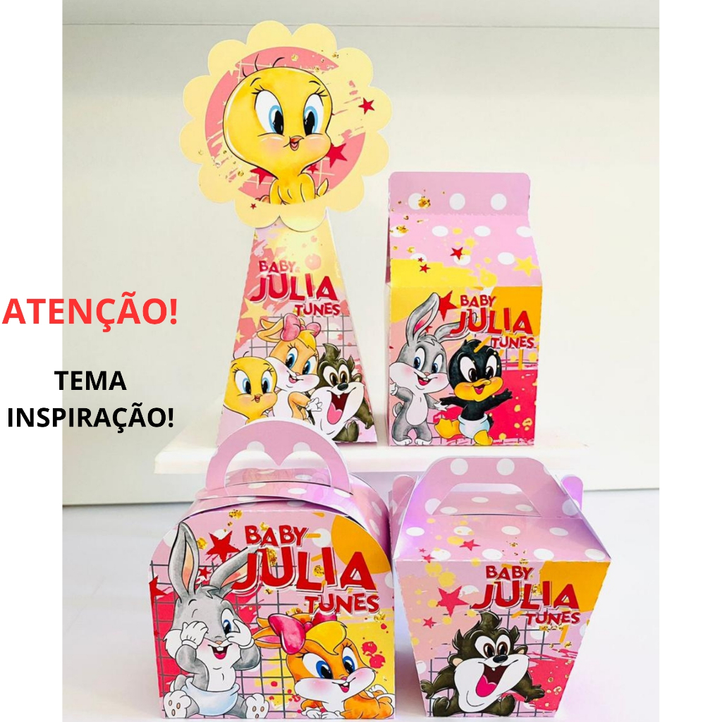 PEGUE E MONTE - Caixinhas Personalizadas LOONEY TUNES MENINA -  festa lembrancinha aniversário infantil
