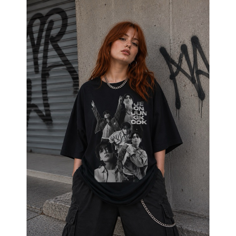 DIVERSAS JUNGKOOK Camisetas jk BTS Oversized Streetwear Algodão - Estampa K-pop Unissex Premium | kookie Arirang tour