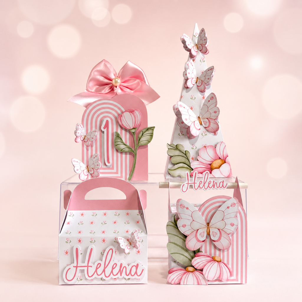 Kit Festa Jardim das Borboletas Floral Delicada Personalizado | Lembrancinhas | Festa Infantil | Aniversário