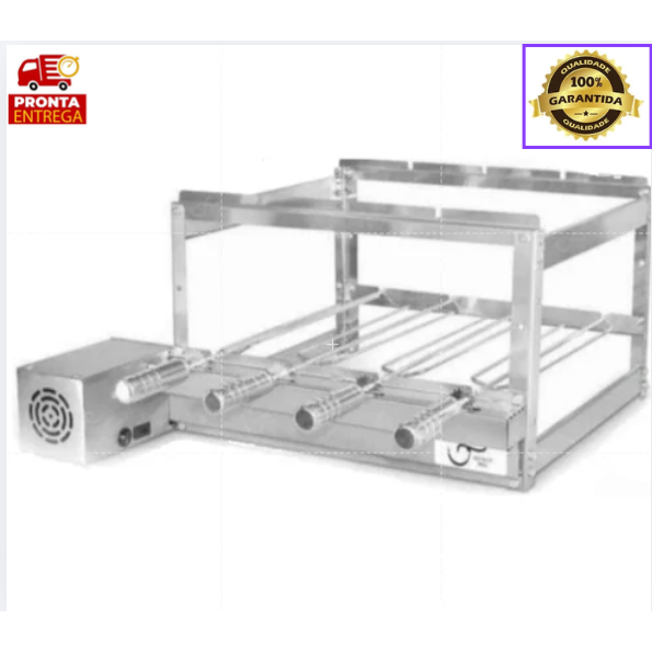 Churrasqueira Gira Grill Elétrico 4 Espetos 100% Inox