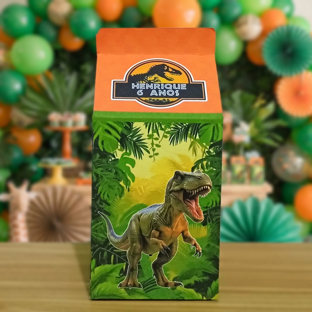 Caixinha Milk Jurassic Park Dinossauro Personalizada Lembrancinha para Festa