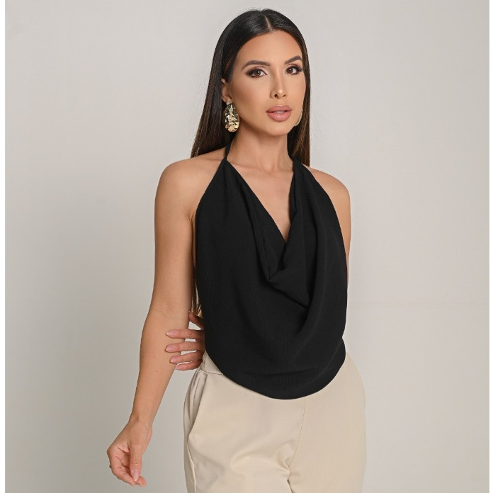Cropped Feminino Gola Boba Dunas Fresquinha Regata Lisa Basica Frente Unica Moda Blogueira