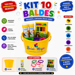 Kit 10(Baldinhos+ Massinhas + Bolha Sabão + 20 moldes)Festa Aniversário Lembrancinha Infantil prenda