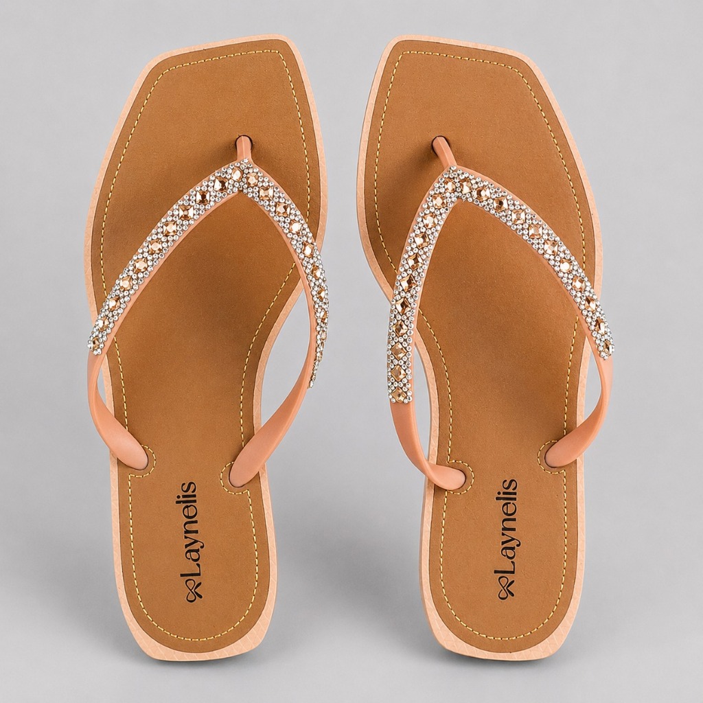 Chinelo Feminino Bico Quadrado Com Detalhe Strass Brilhante Solado Macio Antiderrapante