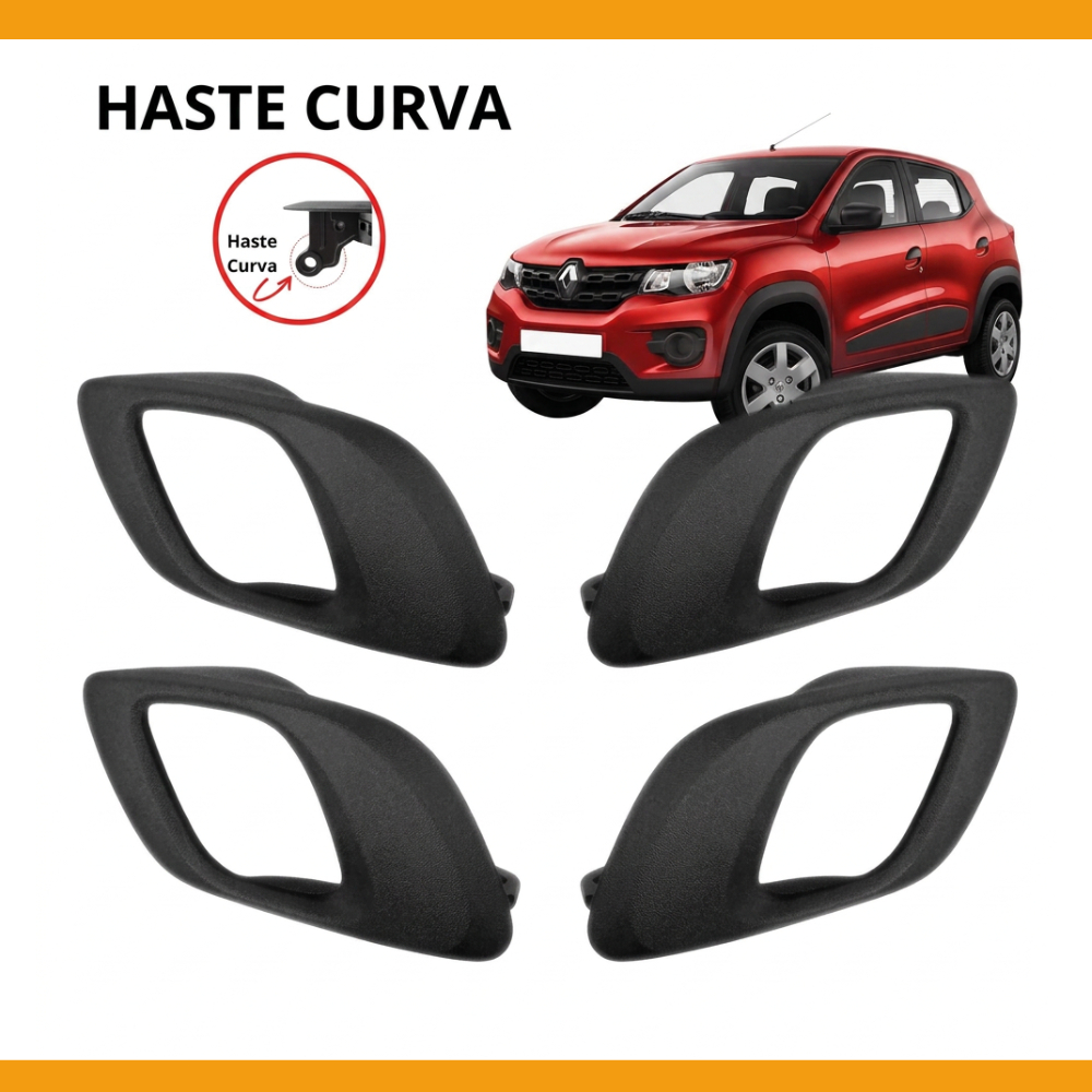 Maçaneta Gatilho Puxador Interno Kwid Haste Curva Preta