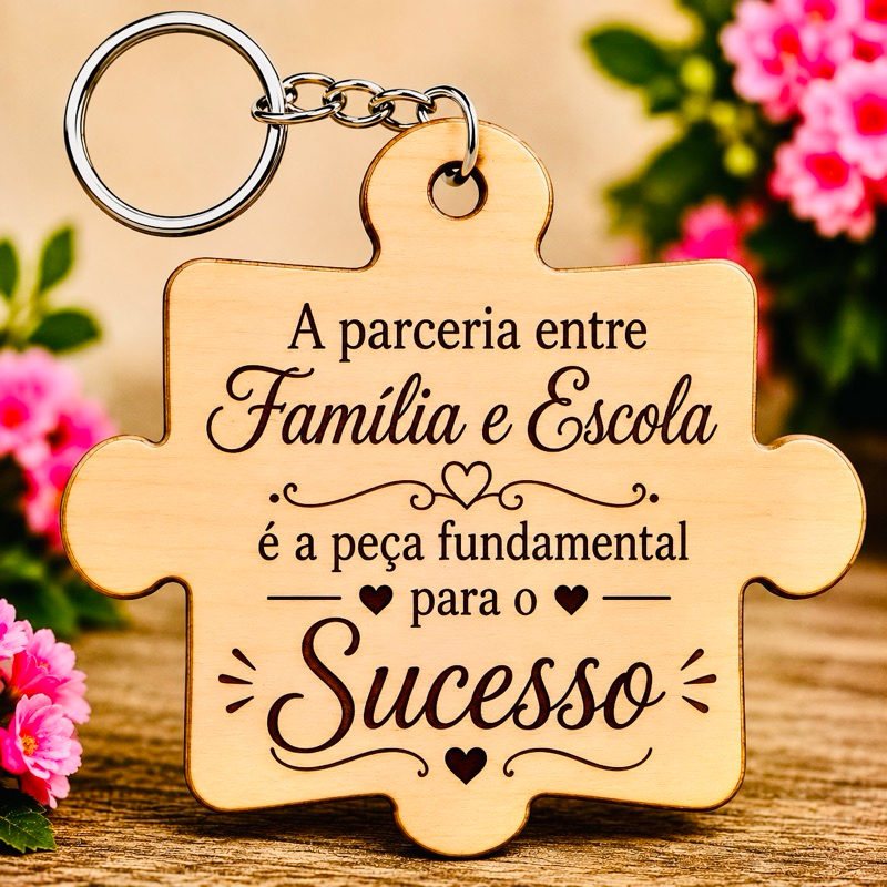 KIT Chaveiro Quebra cabeça cabeça parceria Familia x Escola