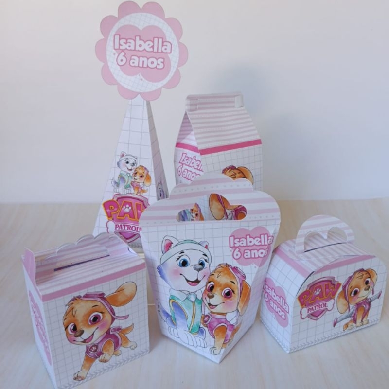Kit Festa Personalizados PATRULHA CANINA MENINA Caixinhas Lembrancinha para festa PEGUE E MONTE