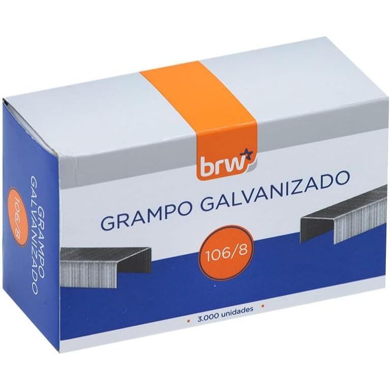 Grampo Grampeador 106/8 Galvanizado1 CX 3.000 Unidades GR1068