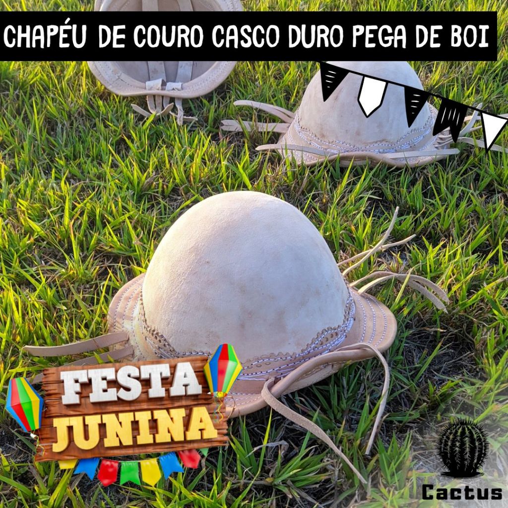 Chapéu de Couro Nordestino Vaqueiro Pega de Boi Legítimo Casco Duro Hipismo boné Cangaceiro Lampião