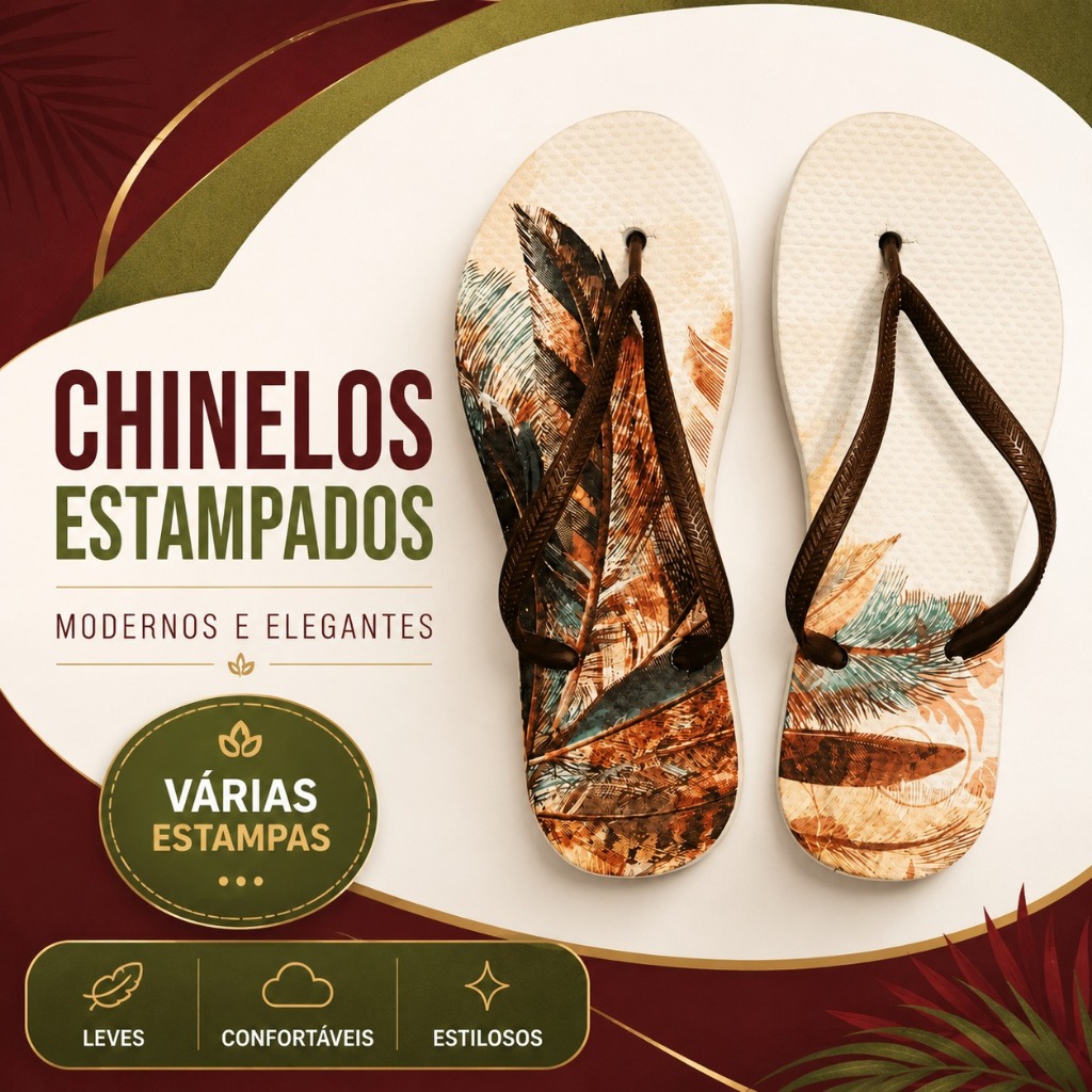 ✨ OFERTA! Chinelos Femininos Leves, Macios e com Estampas EXCLUSIVAS! 🚀