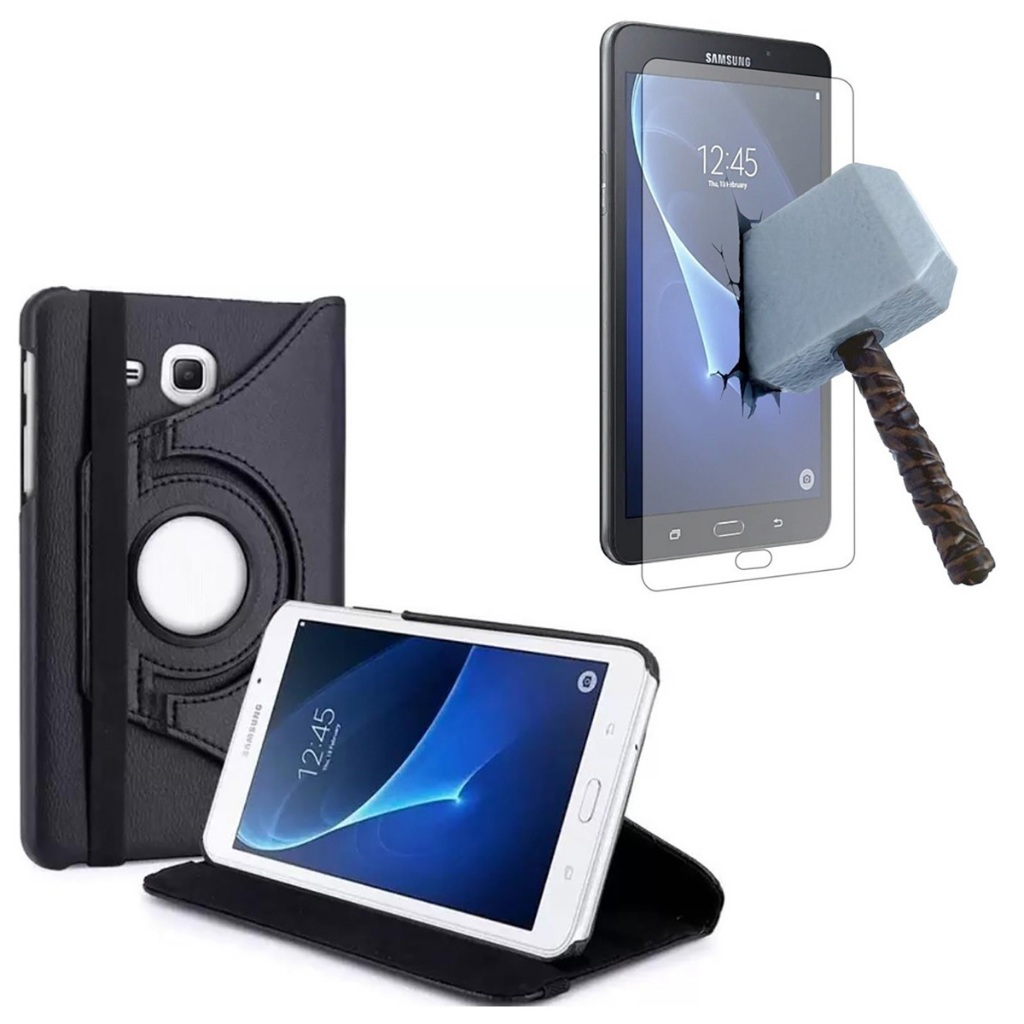 Capa Giratória 360 + Película Vidro para Tablet Galaxy Tab A de 7 Polegadas Modelos T280 T285