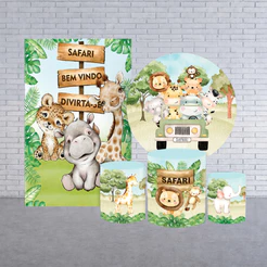 Capas Decorativas Painel Safari Baby Trio Cilindro Decoração Festa Infantil Sublimado Bibi Painéis