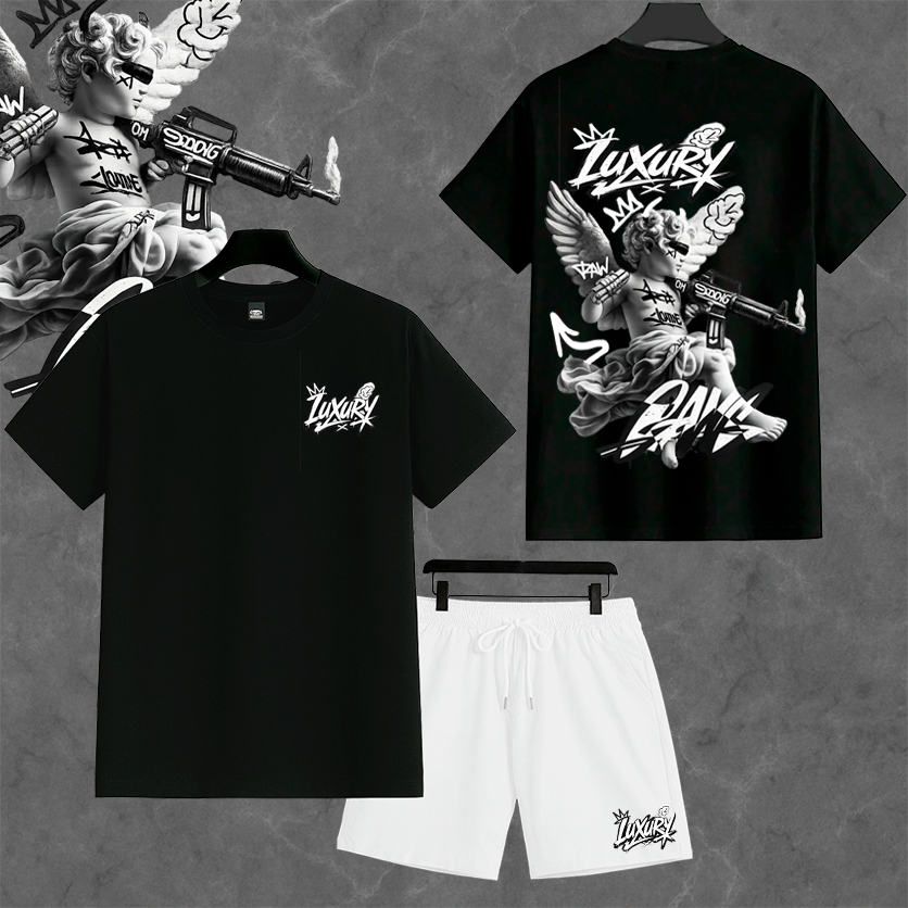 Conjunto Camiseta 30.1 + Bermuda Masculino Tactel Com elastano LUXURY ANGEL streetwear lançamento