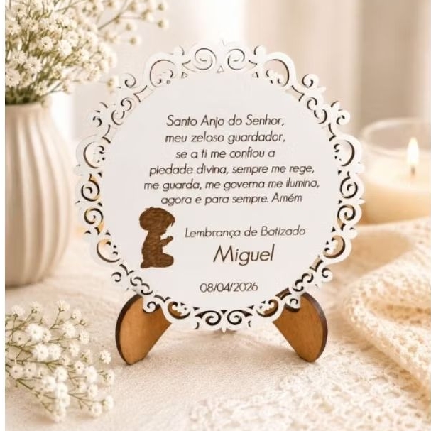 Kit 10 Lembrancinhas De Batizado Mandala MDF Personalizada Menino Menina - Batismo Eucaristia Crisma