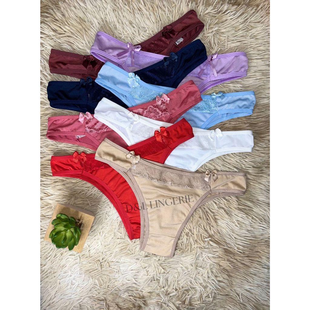 Kit 5 Calcinhas Conforto Tanga Microfibra Feminina com Renda Adulto