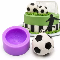 Molde de Bola Futebol 4cm Em Silicone Pasta Americana Biscuit Chocolate Confeitaria Futebol