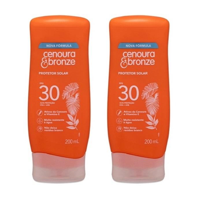 2 Protetor Solar Cenoura & Bronze Fps 30 200ml (kit 2 Unid.)