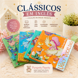 Coleção Clássicos em Inglês Girassol | Branca de Neve, 3 Porquinhos, Patinho Feio, Bela Adormecida