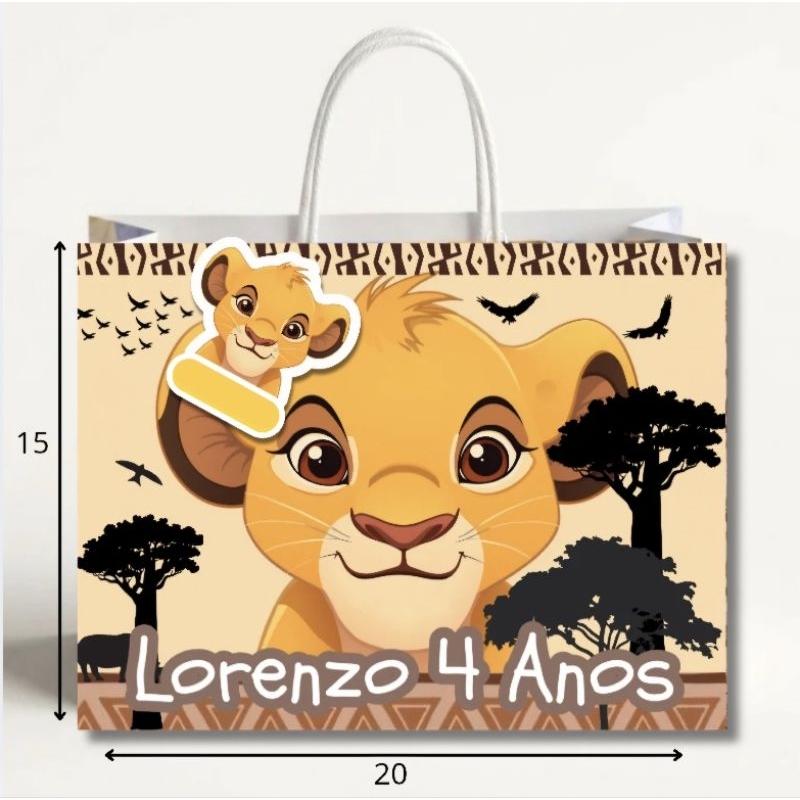 Sacolinha lembrancinha Simba personalizada sacolinha aniversário (enviadas montadas)