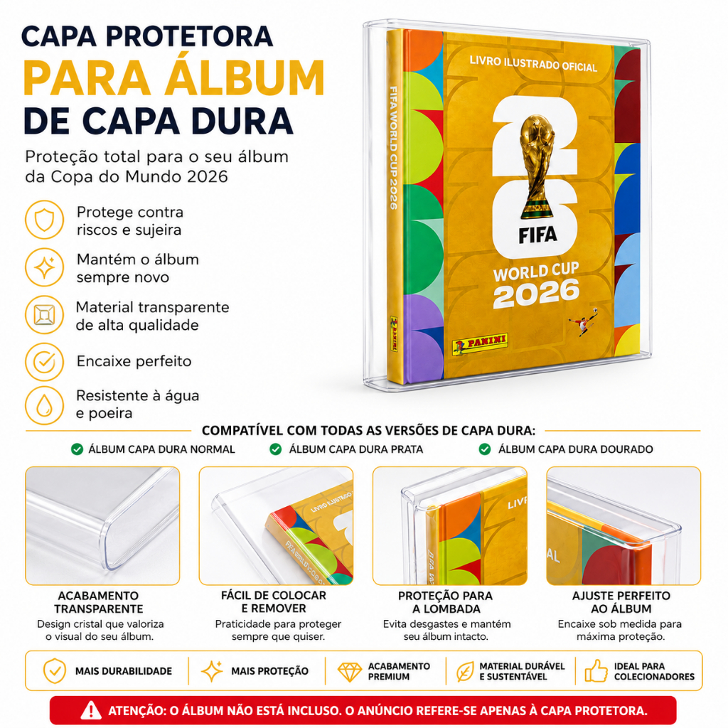 Capa Plástica Protetora  do Álbum de Capa Dura da Copa Do Mundo 2026