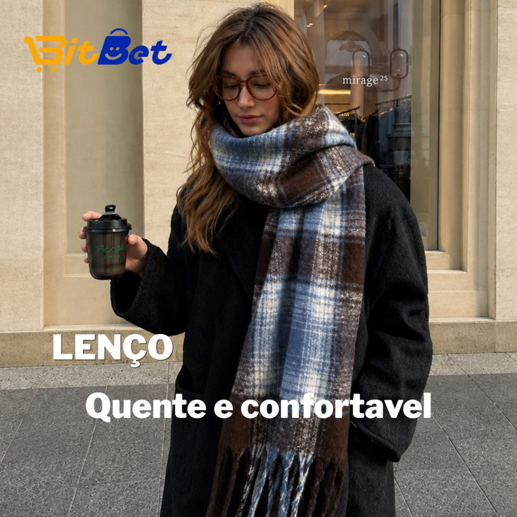 Cachecol Estilo Coreano Xadrez Minimalista Tendência Inverno 2026 Lenço INVERNO-14