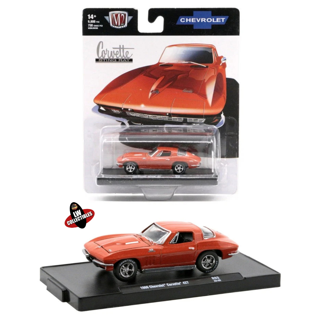M2 Machines 1966 Chevrolet Corvette 427 Sting Ray R93 Com Base Novo Lacrado Escala 1/64