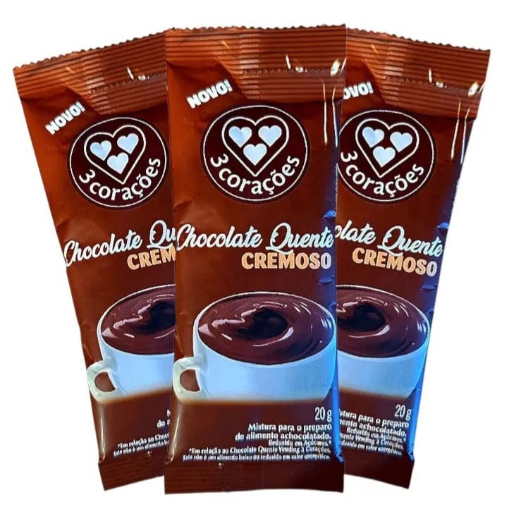 Detalhes do Chocolate Quente Cremoso 3 Corações 10 Sachês 20g Cada