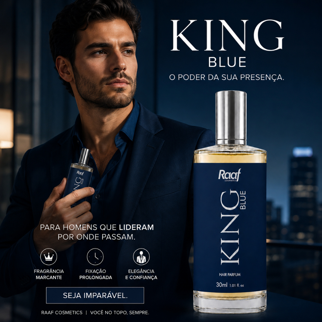 Perfume Masculino King Blue Fragrância Importada Raaf Cosmetics – 30ml