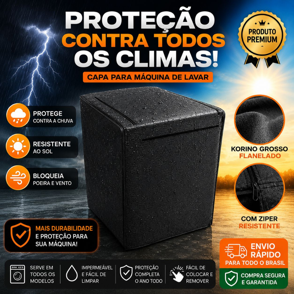 Capa Máquina de Lavar Com Zíper Todos Tamanhos  Marcas Electrolux Brastemp Consul Capa Reforçada Flanelada